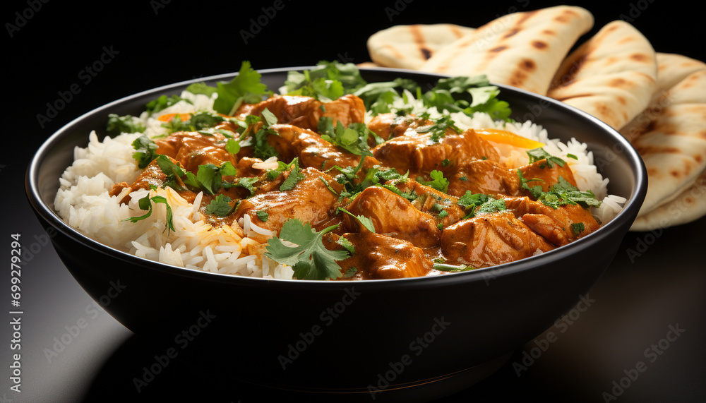 Healthy meal grilled chicken with basmati rice and salad generated by AI Healthy meal grilled chicken with basmati rice and salad generated by AI