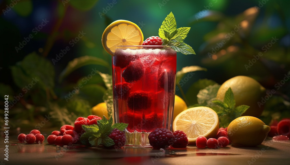 Freshness of summer in a close up juicy citrus fruit cocktail generated by AI Freshness of summer in a close up juicy citrus fruit cocktail generated by AI