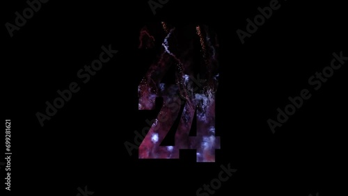 Happy new year 2024 greeting with golden confetti and particles, holiday, new 2024