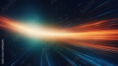 abstract space lines background rainbow lighting, abstract background with copy space; stock footage, in the style of dark orange and dark aquamarine, light navy and bronze, generative AI.