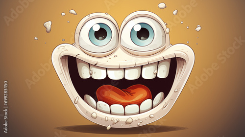 Cartoon teeth with eyes smiling, oral health, pediatric dentistry photo