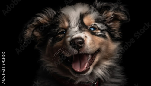 Cute puppy portrait small, fluffy, purebred dog, looking at camera generated by AI © Jeronimo Ramos