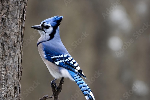 Blue Jay perched on a tree branch