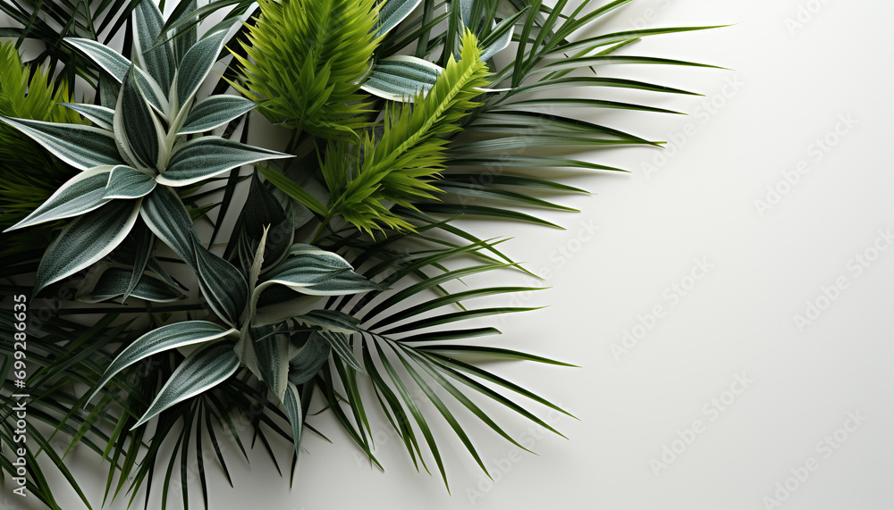 Freshness of nature in a vibrant green abstract plant pattern generated by AI