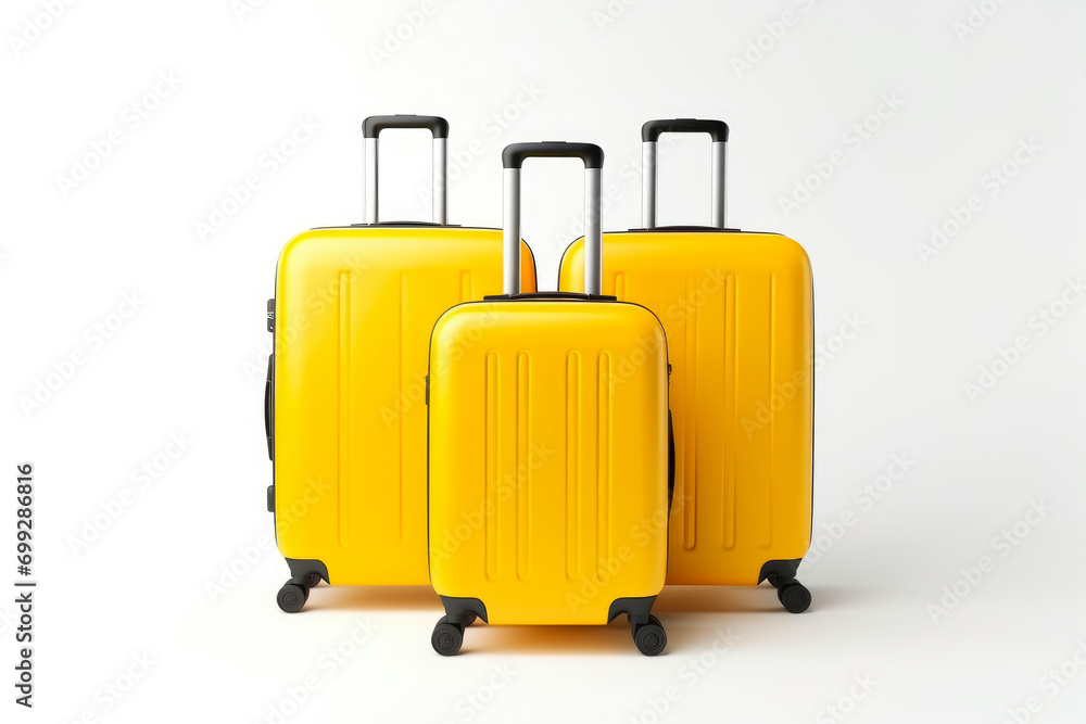 Vibrant Yellow Luggage Set on White Vibrant Yellow Luggage Set on White