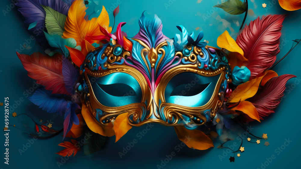 Vibrant Carnival Mask on Festive Background