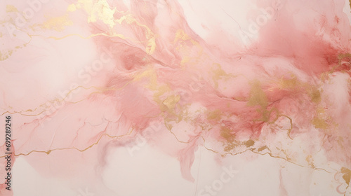 Pale pink marble, intricate gold leaf detailing; ethereal romantic canvas for conveying emotions on special occasion cards.