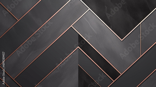 Charcoal gray marble, rose gold geometric lines; modern chic background for special occasion stationery.