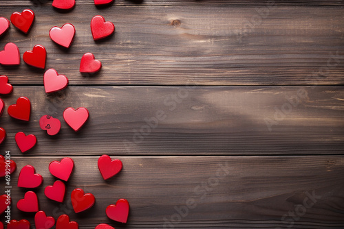 Romantic Valentine's Day Background with Red Hearts - Created with Generative AI Tools