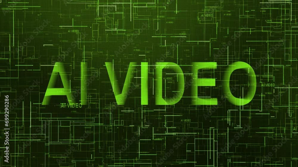 AI video text technology data line animation green color AI video text technology data line animation green color