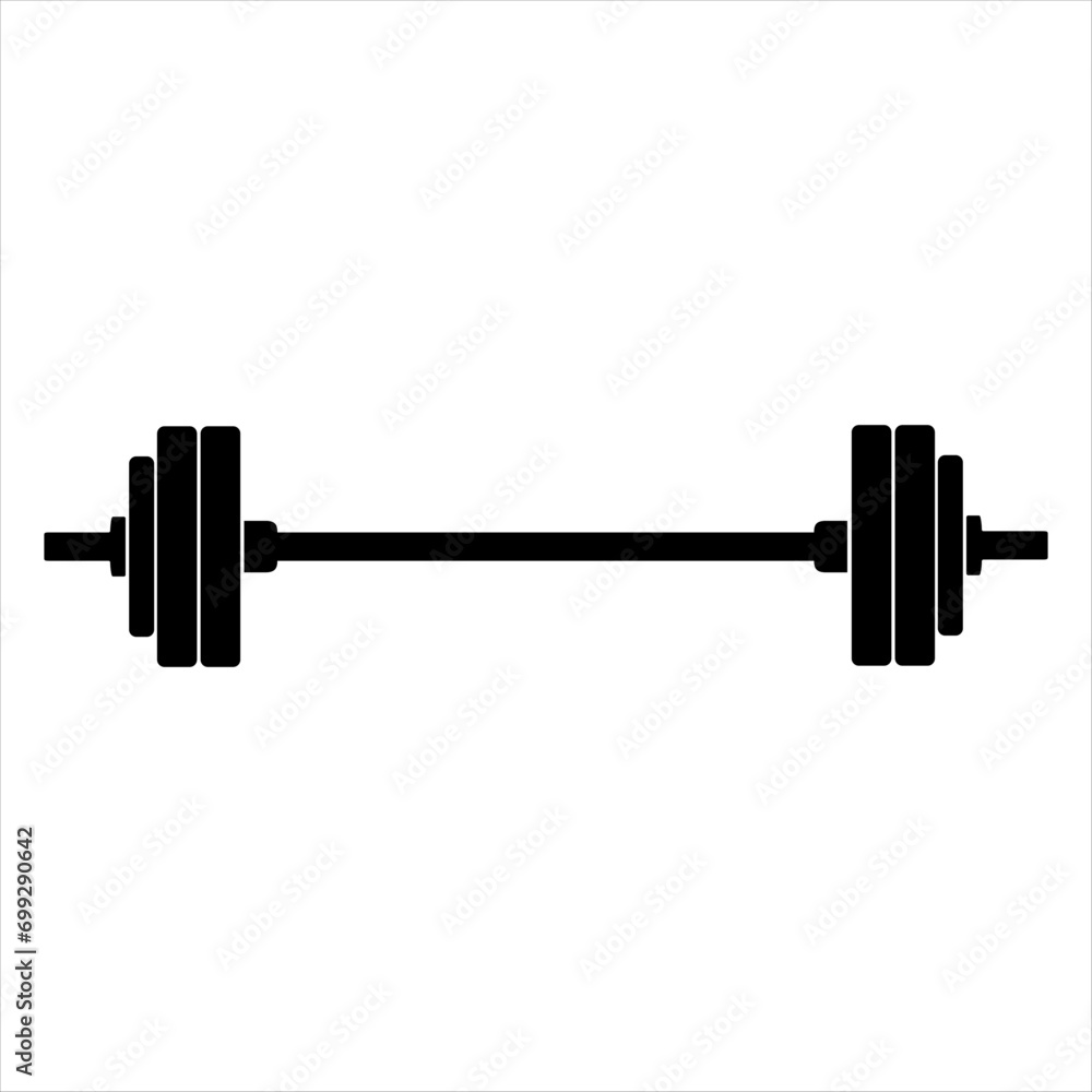 Φωτογραφία Black and white barbell icon, isolated on white background
