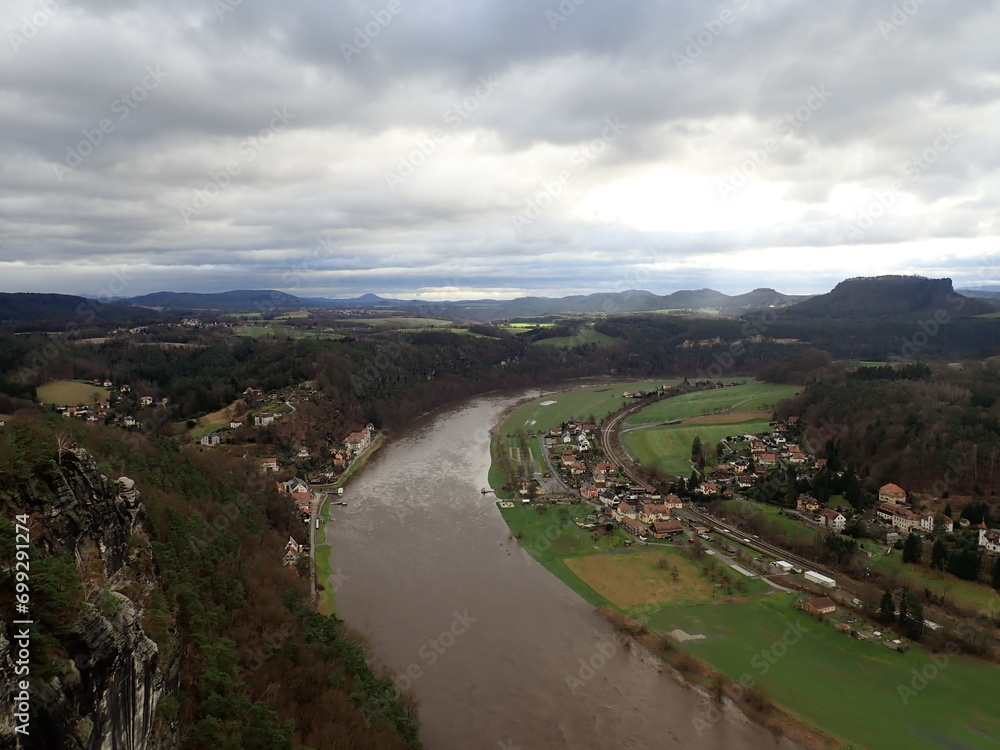 bastei views on elbe river in germany bastei views on elbe river in germany