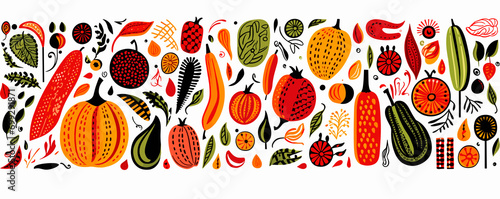 Vegetables Clipart collection in flat hand drawn style, illustrations set. Vegetables and graphic design elements. Ingredients color cliparts. Sketch style smoothie and ingredients photo