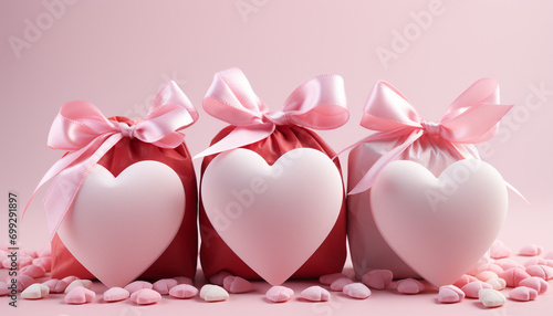 Romantic love celebration heart shaped pink gift for wedding day generated by AI