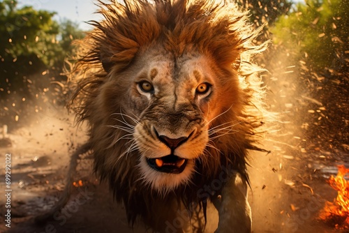 Attack by a male lion.