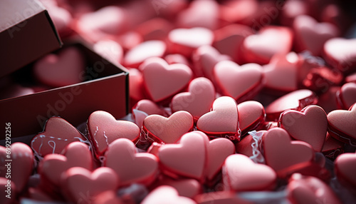 Romantic heart shaped gift box filled with chocolate abundance generated by AI