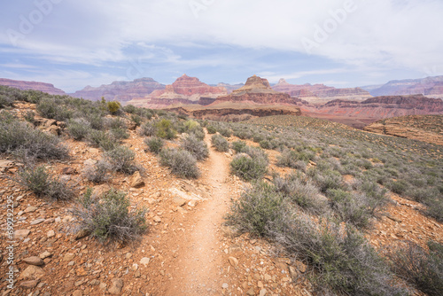 hiking the tonto trail in the grand canyon national park, arizona, usa