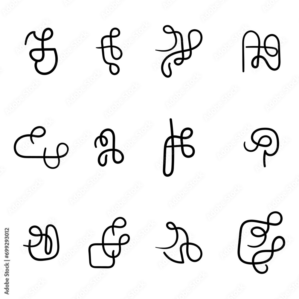 custom made wallpaper toronto digitalVector set of abstract symbols. Fictional signs. Hand drawn squiggles.