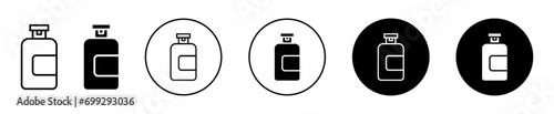 Body Soap icon flat logo set. plastic cosmetic skin care shampoo bottle container pump bottle vector sign in editable stroke