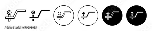 car towbar hook icon line set. truck hauling metal hook tow bar  lock symbol illustration in vector graphics