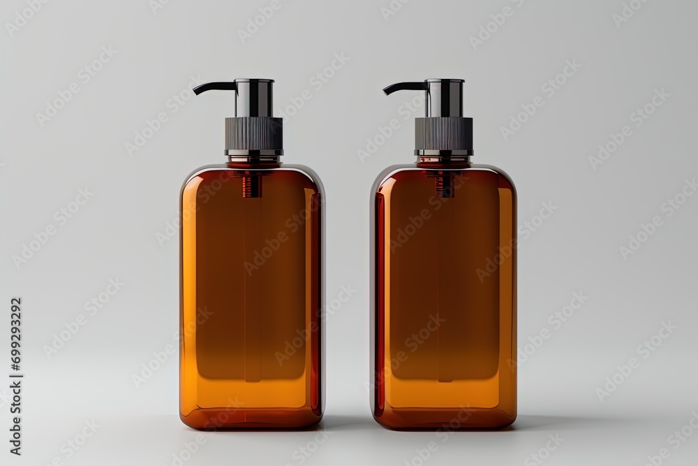 Amber glass pump bottle mock-up. Amber glass pump bottle mock-up.