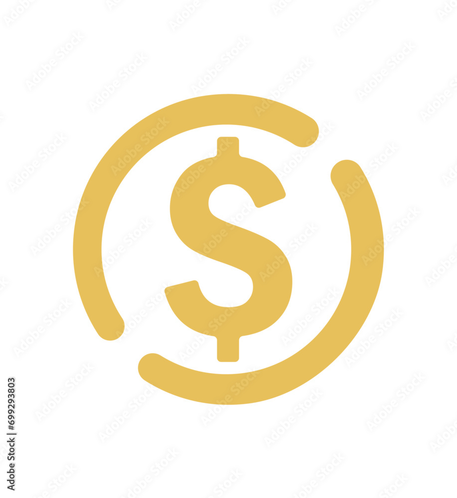 Cashback icon dollar with back arrow , return money, cash back rebate, gold web symbol on white background Cashback icon dollar with back arrow , return money, cash back rebate, gold web symbol on white background