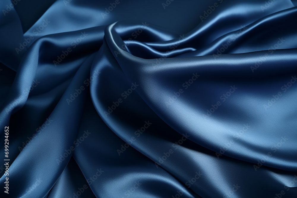 Fototapeta premium Beautiful Dark Blue Silk Satin Background - Created with Generative AI Tools