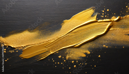 trace of gold paint on a black background photo