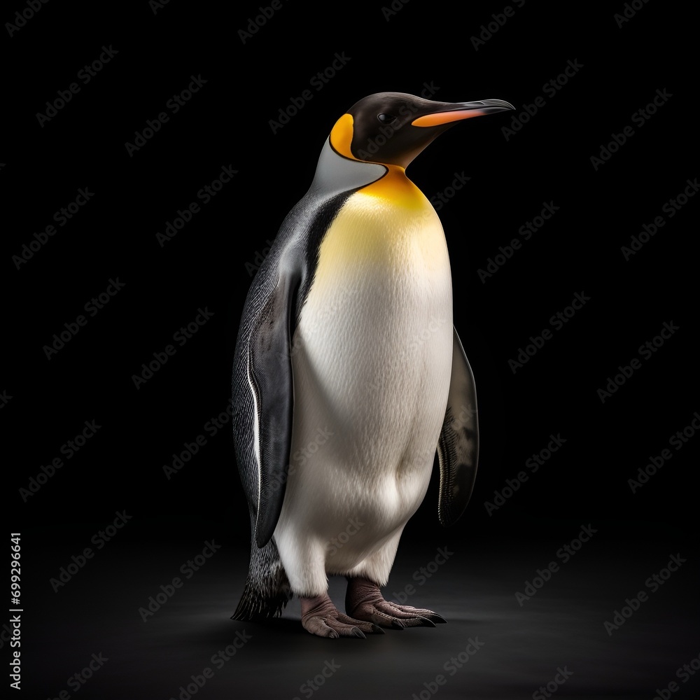 Fototapeta premium Penguin portrait with a black background 