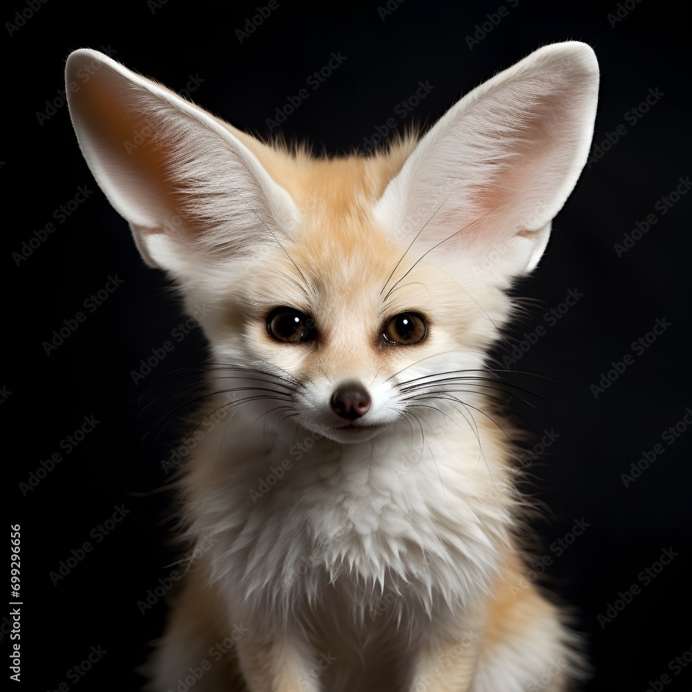 Fennec fox portrait with a black background Fennec fox portrait with a black background