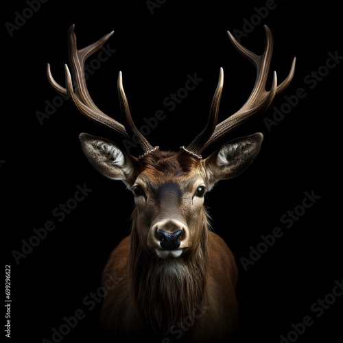 Elk portrait with a black background  © Brian