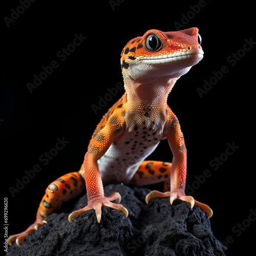 Gecko portrait with a black background 