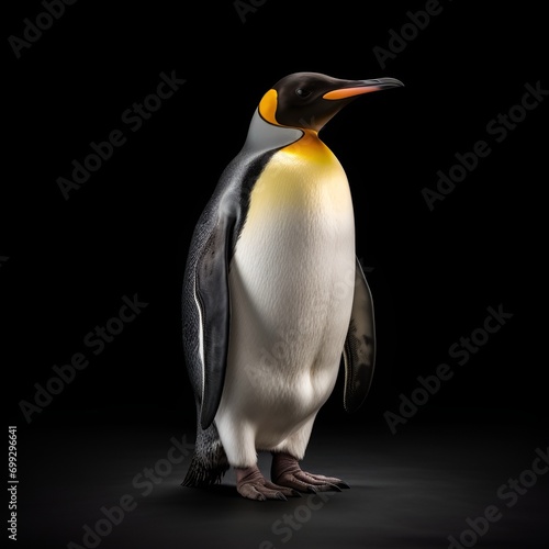 Penguin portrait with a black background 