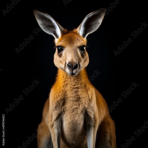 Kangaroo portrait with a black background  © Brian