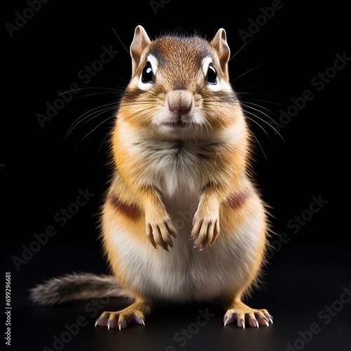 Chipmunk portrait with a black background 