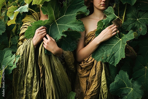 Male and female made garments for themselves from fig leaves.