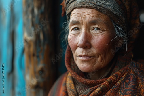 Old russian woman in village. photo