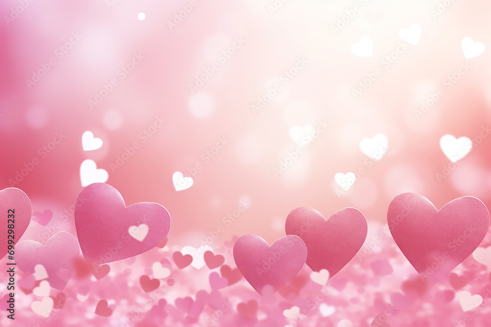 Valentine Hearts Abstract Pink Background - St. Valentine's Day Wallpaper - Created with Generative AI Tools
