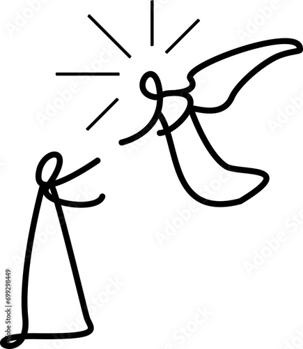 Annunciation of Virgin Mary. Angel Gabriel. Vector line art