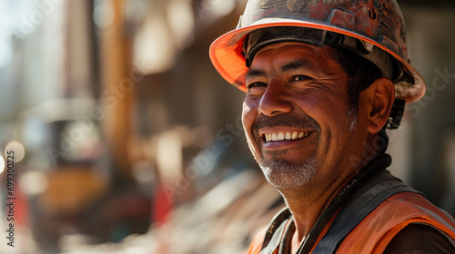 Happy latina construction worker 