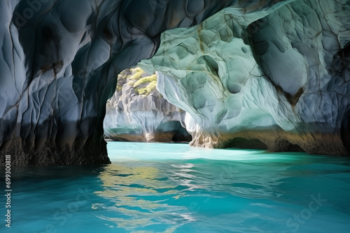 beautiful view inside the coastal marble cave