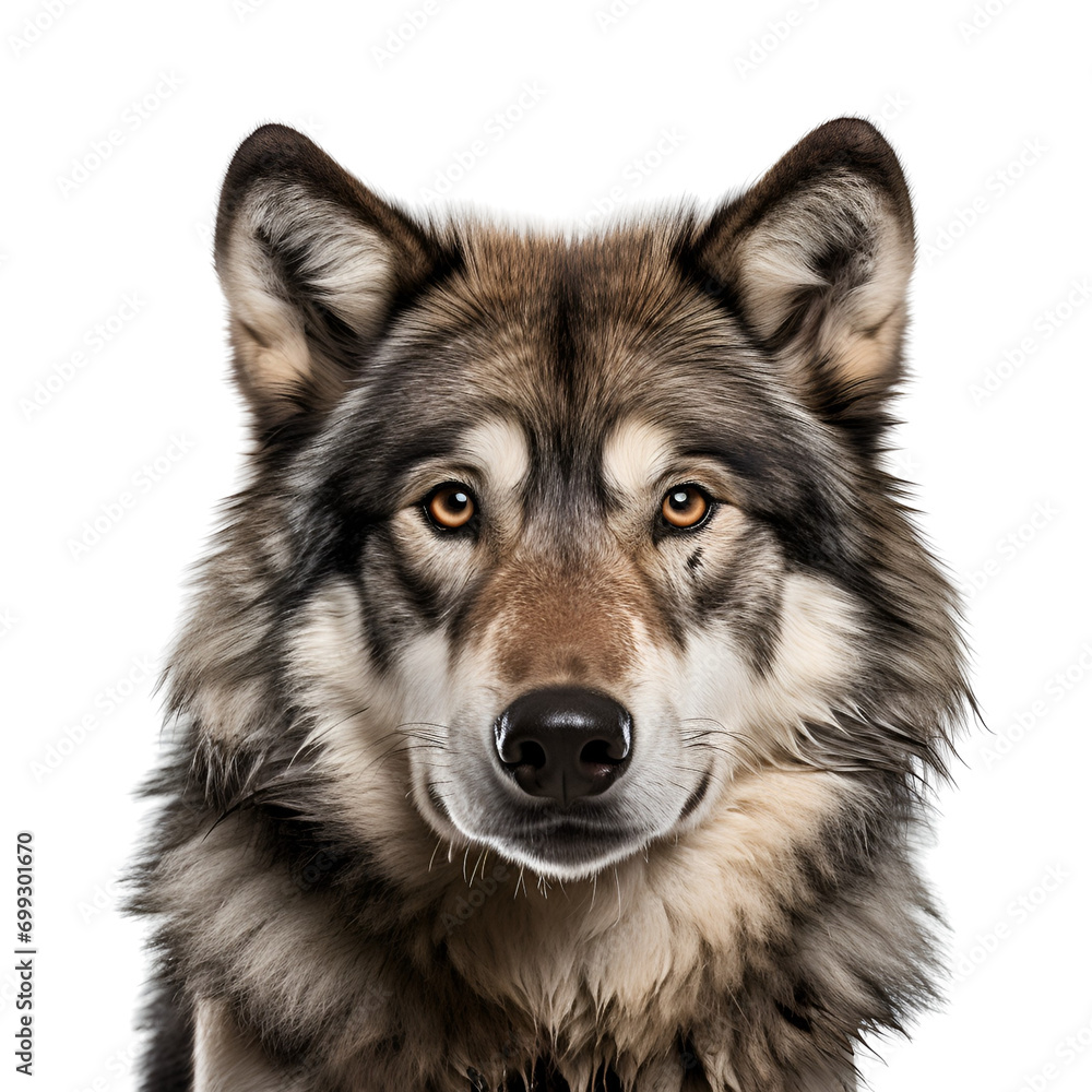 Half Body Depiction of a Wild Wolf in Photo, Isolated on Transparent Background, PNG