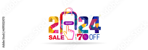 Modern trendy end of season online digital shopping sale web banner. 2024 number with flat 70% off sale text.