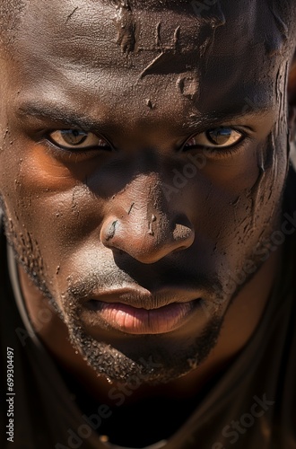 Crop black man with face