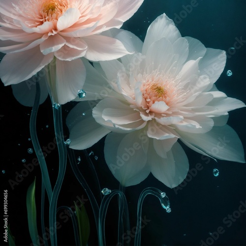 flowers aquatic with overlapping elements and underwater beams, flower, nature, plant, water, beautiful flower