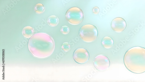 Flying soap bubbles on a pastel background, 3D art, colorful, concept art, warm colors