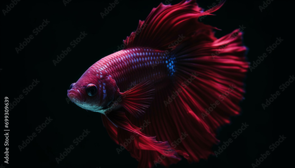 The multi colored siamese fighting fish swims elegantly in the underwater generated by AI The multi colored siamese fighting fish swims elegantly in the underwater generated by AI