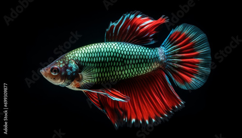 Colorful siamese fighting fish swimming in a bright underwater world generated by AI