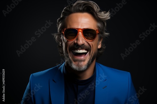Cheerful man in stylish sunglasses