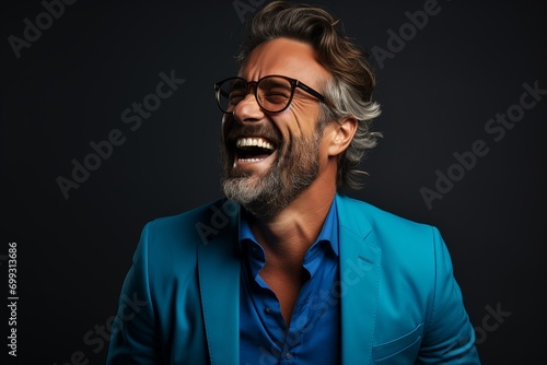 Cheerful young man in eyeglasses